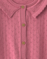 Baby Girl Pointelle Long-Sleeve Jumpsuit - Pink