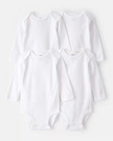Baby 4-Pack Long-Sleeve Bodysuits - White