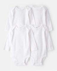 Baby 4-Pack Long-Sleeve Bodysuits - White
