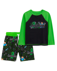 Kid 2-Piece Minecraft™ Rashguard & Swim Trunk Set