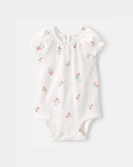 Baby Girl Strawberry Bodysuit - White