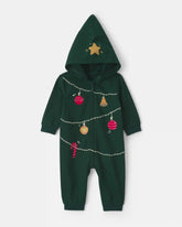 Baby Christmas Tree French Terry Long-Sleeve Jumpsuit - Green