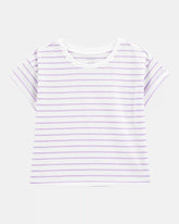 Kid Striped Short-Sleeve Fashion Top - Purple