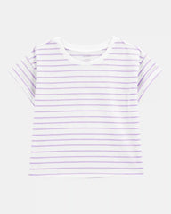 Kid Striped Short-Sleeve Fashion Top - Purple