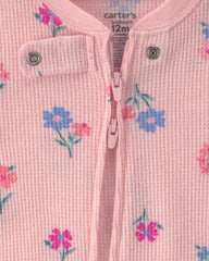 Baby Girl 1-Piece Floral Thermal Snug Fit Footed Pajama - Pink