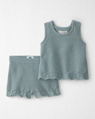 Baby Girl 2-Piece Organic Cotton Knit Top & Short Set