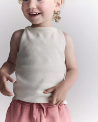 Toddler Girl Ribbed Playtime Tank Top - Cream