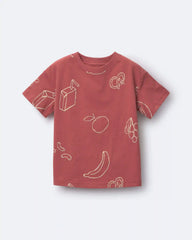 Toddler Relaxed Tee in Snack Print - Red