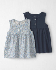 Toddler Girl 2-Pack Organic Cotton Knit Tanks in Meadow Bloom