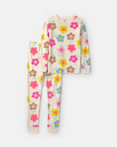 Girls 2-Piece Floral DreamPlush Snug Fit Pajama Set - White