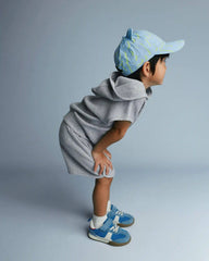 Toddler Baseball Hat with Ears in Abstract Print - Blue