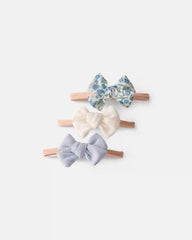 Baby Girl 3-Pack Bow Headbands - Blue