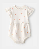 Baby Girl Peach Romper - Ivory