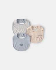 Baby 3-Pack Whale Bibs - Blue/Ivory