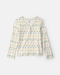 Girls Heart Heart Long-Sleeve Top - Blue/Green
