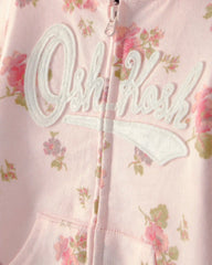 Baby Girl Floral OshKosh Logo Zip-Up Hoodie - Pink