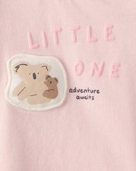 Baby Girl 2-Piece 'Little One' Koala Graphic Tee & Pant Set - Pink