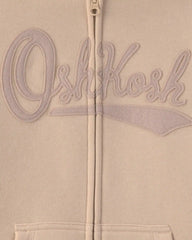 Boys OshKosh Logo Fleece Zip-Up Hoodie - Tan