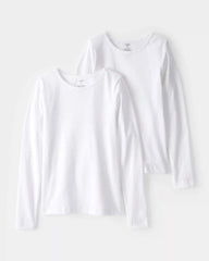 Girls Long-Sleeve Undershirts - White