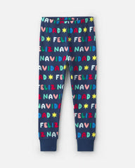 Baby 2-Piece 'Feliz Navidad' Christmas 100% Cotton Snug Fit Pajama Set - Navy Blue