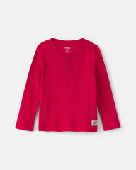 Toddler Boy Thermal Long-Sleeve Henley T-Shirt - Red