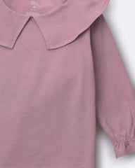 Toddler Girl Peter Pan Collar Top - Mauve