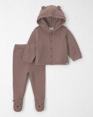 Baby 2-Piece Organic Cotton Sweater Knit Cardigan & Pant Set