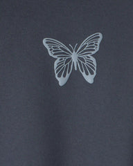 Girls 'Butterfly' Fleece Zip-Up Hoodie - Navy Blue