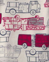 Baby Boy 4-Piece 'Rescue Squad' Firetruck 100% Cotton Snug Fit Pajama Set - Red/Blue