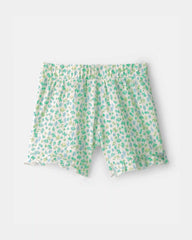 Toddler Girl Ruffle-Trim Floral Shorts - Green