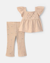 Baby Girl 2-Piece Floral Sleeveless Top & Pant Set - Cream
