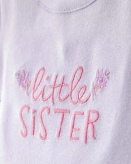 Baby Girl 2-Piece 'Little Sister' Bodysuit & Pant Set - Purple