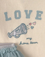 Baby Girl 2-Piece 'Love My Home Team' Long-Sleeve Bodysuit & Tulle Pant Set - Blue