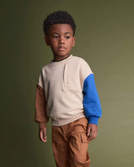 Toddler Boy Colorblock Pullover Sweatshirt - Khaki
