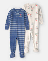 Toddler 2-Pack Ice Cream Truck 100% Cotton Snug Fit 1-Piece Pajama - Blue/Ivory