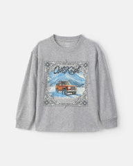 Boys 'OshKosh' Car Long-Sleeve Graphic Tee - Grey