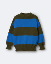 Toddler Mock Neck Sweater in Stripes - Olive/Blue