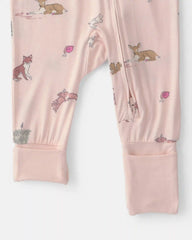 Baby Girl Woodland PurelySoft™ 2-Way Zip Sleep & Play Pajamas - Pink