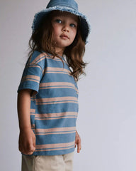 Toddler Relaxed Tee in Stripes - Slate Blue/Brown