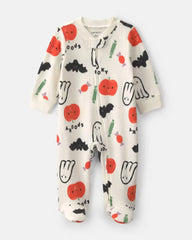 Baby Halloween 2-Way Zip 100% Cotton Sleep & Play Pajamas - Cream