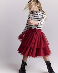 Toddler Girl Avenue Twirl™ Tiered Midi Skirt with Tulle - Red