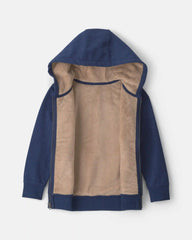 Boys Fleece Zip-Up Hoodie - Navy Blue