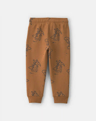 Toddler Boy Dinosaur French Terry Joggers - Brown
