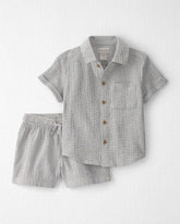 Toddler Boy 2-Piece Organic Cotton Seersucker Gauze Top & Short Set