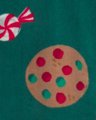 Baby 1-Piece Christmas Gingerbread 2-Way Zip DreamPlush Snug Fit Footed Pajama - Green