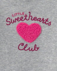 Baby Girl 2-Piece 'Little Sweethearts Club' Long-Sleeve Bodysuit & Pant Set - Pink/Grey