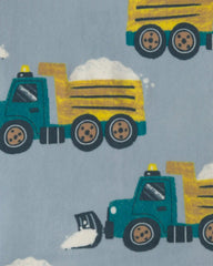 Baby Boy 1-Piece Snow Truck 2-Way Zip DreamPlush Snug Fit Footed Pajama - Blue