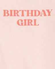 Baby Birthday Girl Short-Sleeve Bodysuit - Pink