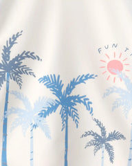 Baby Boy 3-Piece Palm Tree Long-Sleeve Rashguard Swimsuit Set - Blue/White