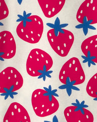 Girls Fruit 100% Cotton 4-Piece Pajama Set - Red/Blue